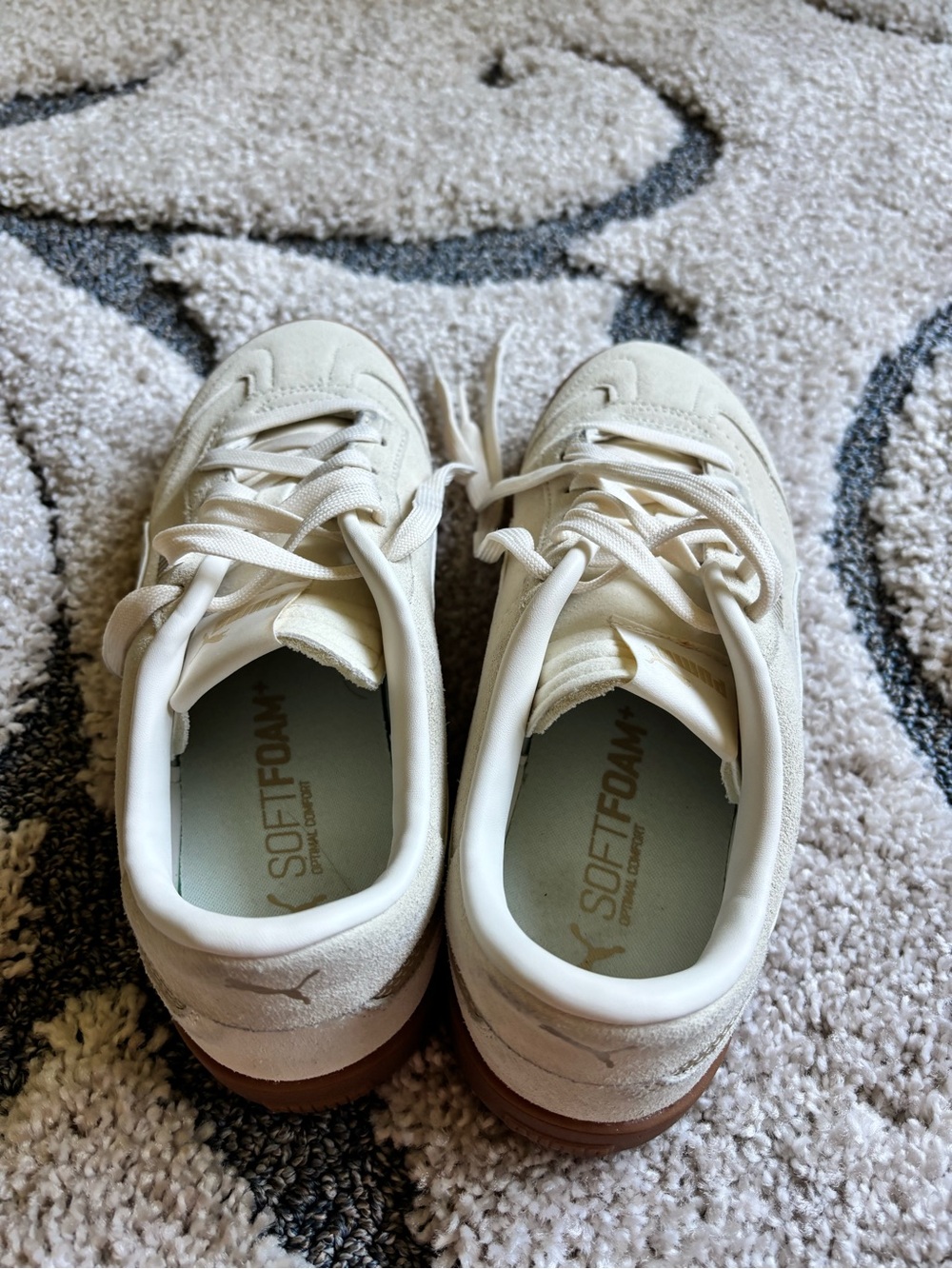 Puma Kids Cream Lace-Up Sneakers with Gum Outsole